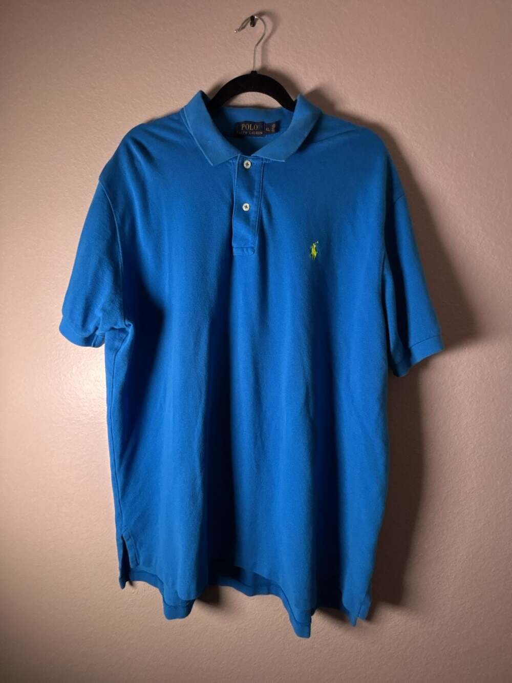 Polo Ralph Lauren Men's Classic Fit Short Sleeve Polo Shirt Blue with Yellow Pon